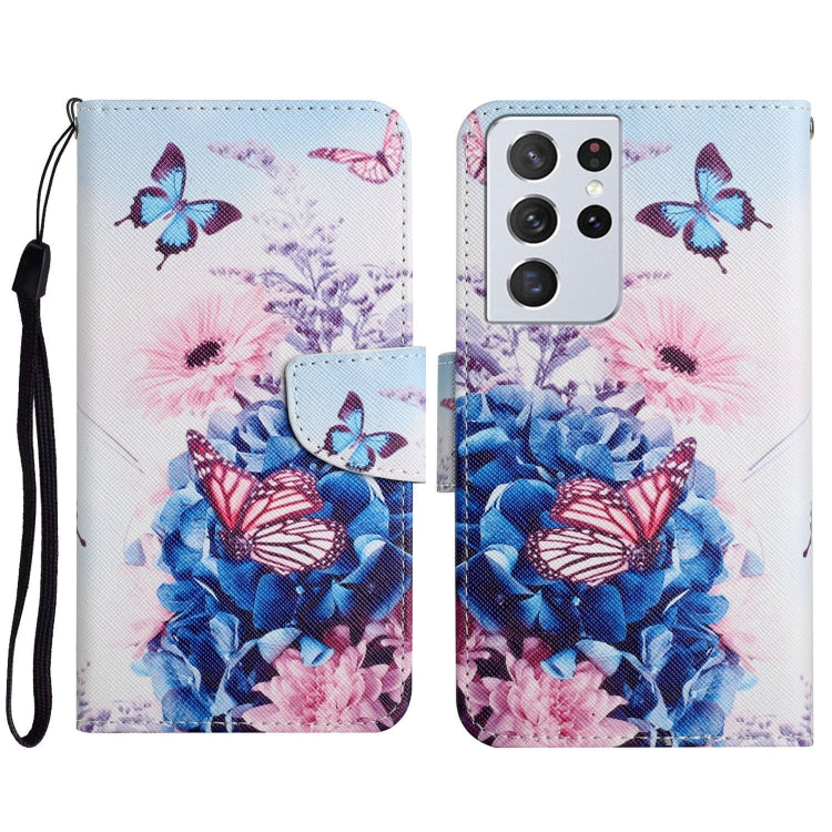 Painted Pattern Horizontal Flip Leather Case with Holder & Card Slot & Wallet, For Samsung Galaxy S21 Ultra 5G
