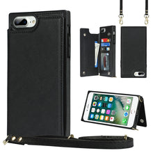 Load image into Gallery viewer, Cross-body Square Double Buckle Flip Card Bag TPU+PU Case with Card Slots &amp; Wallet &amp; Photo &amp; Strap, For iPhone 8 Plus / 7 Plus, For iPhone SE 2022 / SE 2020 / 8 / 7, For iPhone 11, For iPhone 11 Pro, For iPhone 11 Pro Max, For iPhone 12 mini           ...
