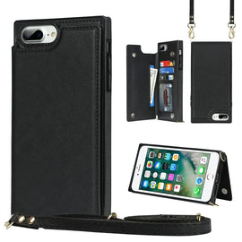 Cross-body Square Double Buckle Flip Card Bag TPU+PU Case with Card Slots & Wallet & Photo & Strap, For iPhone 8 Plus / 7 Plus, For iPhone SE 2022 / SE 2020 / 8 / 7, For iPhone 11, For iPhone 11 Pro, For iPhone 11 Pro Max, For iPhone 12 mini           ...