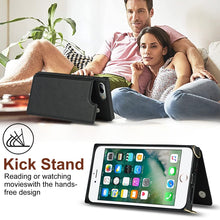 Load image into Gallery viewer, Cross-body Square Double Buckle Flip Card Bag TPU+PU Case with Card Slots &amp; Wallet &amp; Photo &amp; Strap, For iPhone 8 Plus / 7 Plus, For iPhone SE 2022 / SE 2020 / 8 / 7, For iPhone 11, For iPhone 11 Pro, For iPhone 11 Pro Max, For iPhone 12 mini           ...
