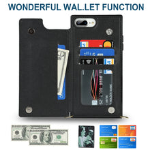 Load image into Gallery viewer, Cross-body Square Double Buckle Flip Card Bag TPU+PU Case with Card Slots &amp; Wallet &amp; Photo &amp; Strap, For iPhone 8 Plus / 7 Plus, For iPhone SE 2022 / SE 2020 / 8 / 7, For iPhone 11, For iPhone 11 Pro, For iPhone 11 Pro Max, For iPhone 12 mini           ...