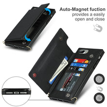 Load image into Gallery viewer, Cross-body Square Double Buckle Flip Card Bag TPU+PU Case with Card Slots &amp; Wallet &amp; Photo &amp; Strap, For iPhone 8 Plus / 7 Plus, For iPhone SE 2022 / SE 2020 / 8 / 7, For iPhone 11, For iPhone 11 Pro, For iPhone 11 Pro Max, For iPhone 12 mini           ...