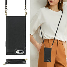 Load image into Gallery viewer, Cross-body Square Double Buckle Flip Card Bag TPU+PU Case with Card Slots &amp; Wallet &amp; Photo &amp; Strap, For iPhone 8 Plus / 7 Plus, For iPhone SE 2022 / SE 2020 / 8 / 7, For iPhone 11, For iPhone 11 Pro, For iPhone 11 Pro Max, For iPhone 12 mini           ...