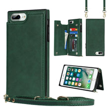 Load image into Gallery viewer, Cross-body Square Double Buckle Flip Card Bag TPU+PU Case with Card Slots &amp; Wallet &amp; Photo &amp; Strap, For iPhone 8 Plus / 7 Plus, For iPhone SE 2022 / SE 2020 / 8 / 7, For iPhone 11, For iPhone 11 Pro, For iPhone 11 Pro Max, For iPhone 12 mini           ...
