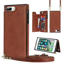 Load image into Gallery viewer, Cross-body Square Double Buckle Flip Card Bag TPU+PU Case with Card Slots &amp; Wallet &amp; Photo &amp; Strap, For iPhone 8 Plus / 7 Plus, For iPhone SE 2022 / SE 2020 / 8 / 7, For iPhone 11, For iPhone 11 Pro, For iPhone 11 Pro Max, For iPhone 12 mini           ...