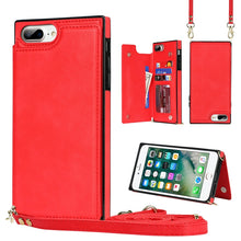 Load image into Gallery viewer, Cross-body Square Double Buckle Flip Card Bag TPU+PU Case with Card Slots &amp; Wallet &amp; Photo &amp; Strap, For iPhone 8 Plus / 7 Plus, For iPhone SE 2022 / SE 2020 / 8 / 7, For iPhone 11, For iPhone 11 Pro, For iPhone 11 Pro Max, For iPhone 12 mini           ...
