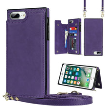 Load image into Gallery viewer, Cross-body Square Double Buckle Flip Card Bag TPU+PU Case with Card Slots &amp; Wallet &amp; Photo &amp; Strap, For iPhone 8 Plus / 7 Plus, For iPhone SE 2022 / SE 2020 / 8 / 7, For iPhone 11, For iPhone 11 Pro, For iPhone 11 Pro Max, For iPhone 12 mini           ...