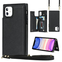 Load image into Gallery viewer, Cross-body Square Double Buckle Flip Card Bag TPU+PU Case with Card Slots &amp; Wallet &amp; Photo &amp; Strap, For iPhone 8 Plus / 7 Plus, For iPhone SE 2022 / SE 2020 / 8 / 7, For iPhone 11, For iPhone 11 Pro, For iPhone 11 Pro Max, For iPhone 12 mini           ...
