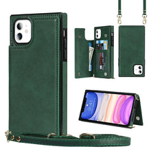 Load image into Gallery viewer, Cross-body Square Double Buckle Flip Card Bag TPU+PU Case with Card Slots &amp; Wallet &amp; Photo &amp; Strap, For iPhone 8 Plus / 7 Plus, For iPhone SE 2022 / SE 2020 / 8 / 7, For iPhone 11, For iPhone 11 Pro, For iPhone 11 Pro Max, For iPhone 12 mini           ...