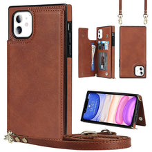 Load image into Gallery viewer, Cross-body Square Double Buckle Flip Card Bag TPU+PU Case with Card Slots &amp; Wallet &amp; Photo &amp; Strap, For iPhone 8 Plus / 7 Plus, For iPhone SE 2022 / SE 2020 / 8 / 7, For iPhone 11, For iPhone 11 Pro, For iPhone 11 Pro Max, For iPhone 12 mini           ...