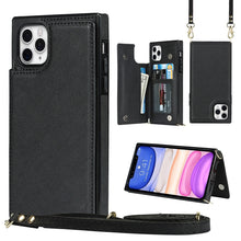 Load image into Gallery viewer, Cross-body Square Double Buckle Flip Card Bag TPU+PU Case with Card Slots &amp; Wallet &amp; Photo &amp; Strap, For iPhone 8 Plus / 7 Plus, For iPhone SE 2022 / SE 2020 / 8 / 7, For iPhone 11, For iPhone 11 Pro, For iPhone 11 Pro Max, For iPhone 12 mini           ...