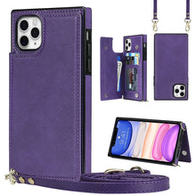 Load image into Gallery viewer, Cross-body Square Double Buckle Flip Card Bag TPU+PU Case with Card Slots &amp; Wallet &amp; Photo &amp; Strap, For iPhone 8 Plus / 7 Plus, For iPhone SE 2022 / SE 2020 / 8 / 7, For iPhone 11, For iPhone 11 Pro, For iPhone 11 Pro Max, For iPhone 12 mini           ...