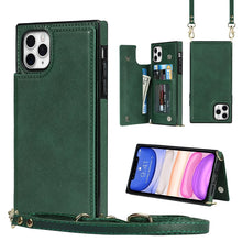 Load image into Gallery viewer, Cross-body Square Double Buckle Flip Card Bag TPU+PU Case with Card Slots &amp; Wallet &amp; Photo &amp; Strap, For iPhone 8 Plus / 7 Plus, For iPhone SE 2022 / SE 2020 / 8 / 7, For iPhone 11, For iPhone 11 Pro, For iPhone 11 Pro Max, For iPhone 12 mini           ...