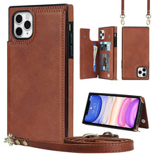 Load image into Gallery viewer, Cross-body Square Double Buckle Flip Card Bag TPU+PU Case with Card Slots &amp; Wallet &amp; Photo &amp; Strap, For iPhone 8 Plus / 7 Plus, For iPhone SE 2022 / SE 2020 / 8 / 7, For iPhone 11, For iPhone 11 Pro, For iPhone 11 Pro Max, For iPhone 12 mini           ...