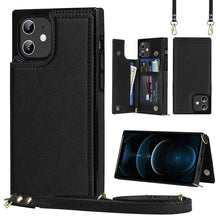 Load image into Gallery viewer, Cross-body Square Double Buckle Flip Card Bag TPU+PU Case with Card Slots &amp; Wallet &amp; Photo &amp; Strap, For iPhone 8 Plus / 7 Plus, For iPhone SE 2022 / SE 2020 / 8 / 7, For iPhone 11, For iPhone 11 Pro, For iPhone 11 Pro Max, For iPhone 12 mini           ...