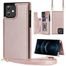 Load image into Gallery viewer, Cross-body Square Double Buckle Flip Card Bag TPU+PU Case with Card Slots &amp; Wallet &amp; Photo &amp; Strap, For iPhone 8 Plus / 7 Plus, For iPhone SE 2022 / SE 2020 / 8 / 7, For iPhone 11, For iPhone 11 Pro, For iPhone 11 Pro Max, For iPhone 12 mini           ...