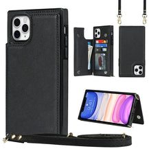 Load image into Gallery viewer, Cross-body Square Double Buckle Flip Card Bag TPU+PU Case with Card Slots &amp; Wallet &amp; Photo &amp; Strap, For iPhone 8 Plus / 7 Plus, For iPhone SE 2022 / SE 2020 / 8 / 7, For iPhone 11, For iPhone 11 Pro, For iPhone 11 Pro Max, For iPhone 12 mini           ...