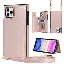 Load image into Gallery viewer, Cross-body Square Double Buckle Flip Card Bag TPU+PU Case with Card Slots &amp; Wallet &amp; Photo &amp; Strap, For iPhone 8 Plus / 7 Plus, For iPhone SE 2022 / SE 2020 / 8 / 7, For iPhone 11, For iPhone 11 Pro, For iPhone 11 Pro Max, For iPhone 12 mini           ...