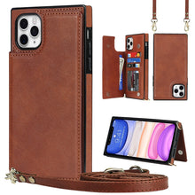 Load image into Gallery viewer, Cross-body Square Double Buckle Flip Card Bag TPU+PU Case with Card Slots &amp; Wallet &amp; Photo &amp; Strap, For iPhone 8 Plus / 7 Plus, For iPhone SE 2022 / SE 2020 / 8 / 7, For iPhone 11, For iPhone 11 Pro, For iPhone 11 Pro Max, For iPhone 12 mini           ...