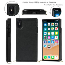 Load image into Gallery viewer, Cross-body Square Double Buckle Flip Card Bag TPU+PU Case with Card Slots &amp; Wallet &amp; Photo &amp; Strap, For iPhone XS / X, For iPhone XS Max, For iPhone XR