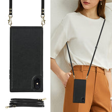 Load image into Gallery viewer, Cross-body Square Double Buckle Flip Card Bag TPU+PU Case with Card Slots &amp; Wallet &amp; Photo &amp; Strap, For iPhone XS / X, For iPhone XS Max, For iPhone XR