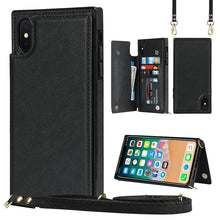 Load image into Gallery viewer, Cross-body Square Double Buckle Flip Card Bag TPU+PU Case with Card Slots &amp; Wallet &amp; Photo &amp; Strap, For iPhone XS / X, For iPhone XS Max, For iPhone XR