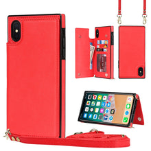 Load image into Gallery viewer, Cross-body Square Double Buckle Flip Card Bag TPU+PU Case with Card Slots &amp; Wallet &amp; Photo &amp; Strap, For iPhone XS / X, For iPhone XS Max, For iPhone XR