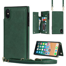 Load image into Gallery viewer, Cross-body Square Double Buckle Flip Card Bag TPU+PU Case with Card Slots &amp; Wallet &amp; Photo &amp; Strap, For iPhone XS / X, For iPhone XS Max, For iPhone XR