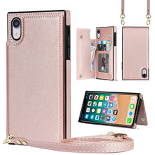 Load image into Gallery viewer, Cross-body Square Double Buckle Flip Card Bag TPU+PU Case with Card Slots &amp; Wallet &amp; Photo &amp; Strap, For iPhone XS / X, For iPhone XS Max, For iPhone XR