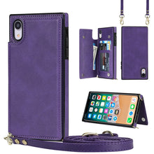 Load image into Gallery viewer, Cross-body Square Double Buckle Flip Card Bag TPU+PU Case with Card Slots &amp; Wallet &amp; Photo &amp; Strap, For iPhone XS / X, For iPhone XS Max, For iPhone XR