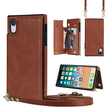 Load image into Gallery viewer, Cross-body Square Double Buckle Flip Card Bag TPU+PU Case with Card Slots &amp; Wallet &amp; Photo &amp; Strap, For iPhone XS / X, For iPhone XS Max, For iPhone XR