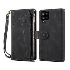 Retro Frosted Horizontal Flip Leather Case with Holder & Card Slot & Wallet & Zipper Pocket & Lanyard, For Samsung Galaxy A42 / M42 5G
