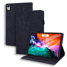Load image into Gallery viewer, Calf Pattern Double Folding Design Embossed Leather Case with Holder &amp; Card Slots &amp; Pen Slot &amp; Elastic Band, For iPad mini 2024 / mini 6