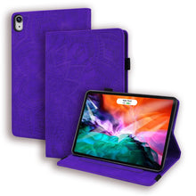 Load image into Gallery viewer, Calf Pattern Double Folding Design Embossed Leather Case with Holder &amp; Card Slots &amp; Pen Slot &amp; Elastic Band, For iPad mini 2024 / mini 6