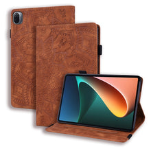 Load image into Gallery viewer, Calf Pattern Double Folding Design Embossed Leather Case with Holder &amp; Card Slots &amp; Pen Slot &amp; Elastic Band, For Xiaomi Mi Pad 5 / 5 Pro