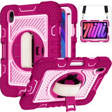 Load image into Gallery viewer, 360 Degree Rotation Contrast Color Shockproof Silicone + PC Case with Holder &amp; Hand Grip Strap &amp; Shoulder Strap, For iPad mini 2024 / mini 6