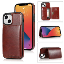 Load image into Gallery viewer, Shockproof PU + TPU Protective Case with Card Slots &amp; Holder, For iPhone 13 mini, For iPhone 13, For iPhone 13 Pro, For iPhone 13 Pro Max