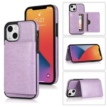 Load image into Gallery viewer, Shockproof PU + TPU Protective Case with Card Slots &amp; Holder, For iPhone 13 mini, For iPhone 13, For iPhone 13 Pro, For iPhone 13 Pro Max