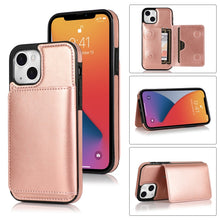 Load image into Gallery viewer, Shockproof PU + TPU Protective Case with Card Slots &amp; Holder, For iPhone 13 mini, For iPhone 13, For iPhone 13 Pro, For iPhone 13 Pro Max