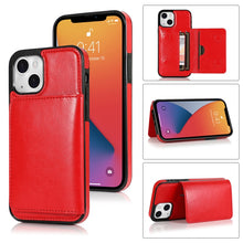 Load image into Gallery viewer, Shockproof PU + TPU Protective Case with Card Slots &amp; Holder, For iPhone 13 mini, For iPhone 13, For iPhone 13 Pro, For iPhone 13 Pro Max