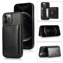 Load image into Gallery viewer, Shockproof PU + TPU Protective Case with Card Slots &amp; Holder, For iPhone 13 mini, For iPhone 13, For iPhone 13 Pro, For iPhone 13 Pro Max