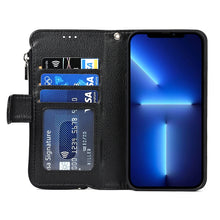 Load image into Gallery viewer, Microfiber Zipper Horizontal Flip Leather Case with Holder &amp; Card Slots &amp; Wallet, For iPhone 13 mini, For iPhone 13, For iPhone 13 Pro, For iPhone 13 Pro Max