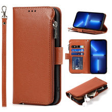 Load image into Gallery viewer, Microfiber Zipper Horizontal Flip Leather Case with Holder &amp; Card Slots &amp; Wallet, For iPhone 13 mini, For iPhone 13, For iPhone 13 Pro, For iPhone 13 Pro Max