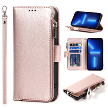 Load image into Gallery viewer, Microfiber Zipper Horizontal Flip Leather Case with Holder &amp; Card Slots &amp; Wallet, For iPhone 13 mini, For iPhone 13, For iPhone 13 Pro, For iPhone 13 Pro Max