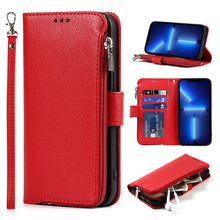 Load image into Gallery viewer, Microfiber Zipper Horizontal Flip Leather Case with Holder &amp; Card Slots &amp; Wallet, For iPhone 13 mini, For iPhone 13, For iPhone 13 Pro, For iPhone 13 Pro Max