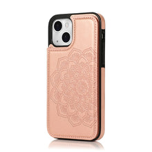 Load image into Gallery viewer, Double Buckle Mandala Pattern PU+TPU Protective Case with Card Slots &amp; Holder &amp; Photo Frame, For iPhone 13 mini, For iPhone 13, For iPhone 13 Pro, For iPhone 13 Pro Max