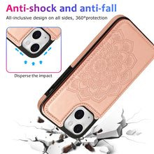 Load image into Gallery viewer, Double Buckle Mandala Pattern PU+TPU Protective Case with Card Slots &amp; Holder &amp; Photo Frame, For iPhone 13 mini, For iPhone 13, For iPhone 13 Pro, For iPhone 13 Pro Max
