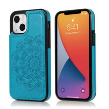 Load image into Gallery viewer, Double Buckle Mandala Pattern PU+TPU Protective Case with Card Slots &amp; Holder &amp; Photo Frame, For iPhone 13 mini, For iPhone 13, For iPhone 13 Pro, For iPhone 13 Pro Max