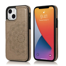 Load image into Gallery viewer, Double Buckle Mandala Pattern PU+TPU Protective Case with Card Slots &amp; Holder &amp; Photo Frame, For iPhone 13 mini, For iPhone 13, For iPhone 13 Pro, For iPhone 13 Pro Max