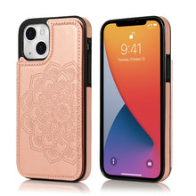 Load image into Gallery viewer, Double Buckle Mandala Pattern PU+TPU Protective Case with Card Slots &amp; Holder &amp; Photo Frame, For iPhone 13 mini, For iPhone 13, For iPhone 13 Pro, For iPhone 13 Pro Max